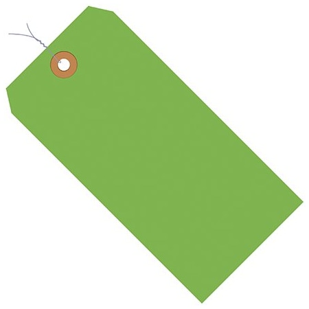 Bsc Preferred 6 1/4 x 3 1/8'' Fluorescent Green 13 Pt. Shipping Tags - Pre-Wired, 1000PK BUY00015773